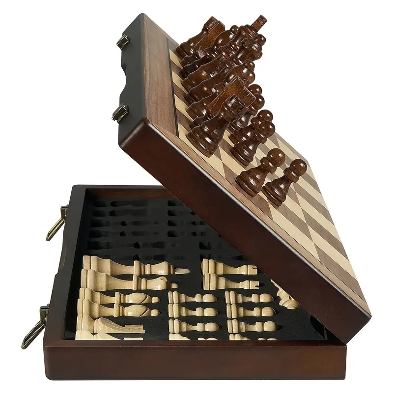 Magnetic Travel Chess - طقم شطرنج خشبي مغناطيسي 39.3 سم/15.47
