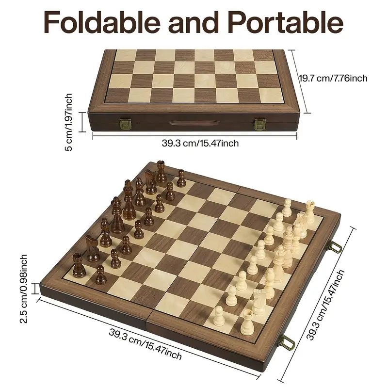 طقم شطرنج خشبي مغناطيسي 39.3 س - مراجعة Magnetic Travel Chess وسعره