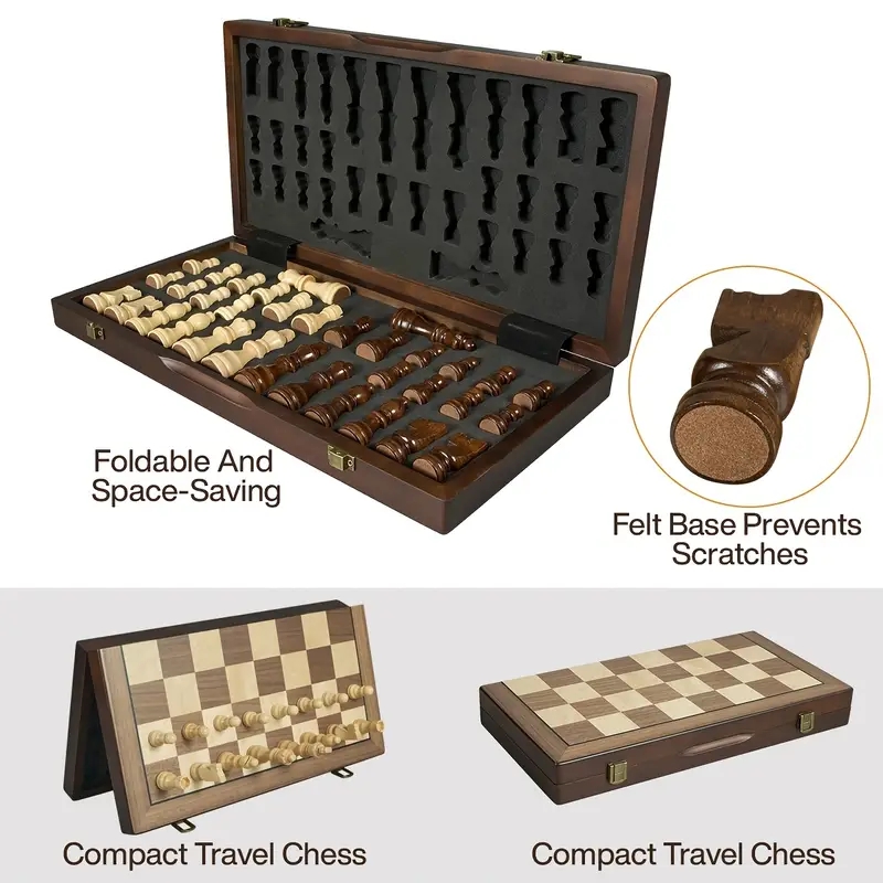 طقم شطرنج خشبي مغناطيسي 39.3 س - مراجعة Magnetic Travel Chess وسعره